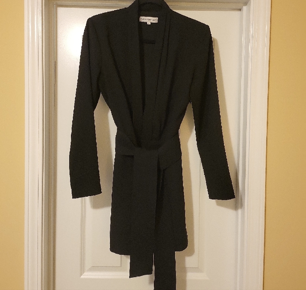 Black Long Sleeve Belted Mini Dress